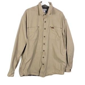 Carhartt Mens Tall Large LT Flannel Lined Canvas Work Shirt Jacket S96GKH